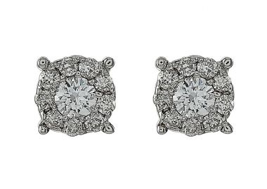 Σκουλαρίκια με Διαμάντια Λευκόχρυσος Κ18 - 10068E -  - 