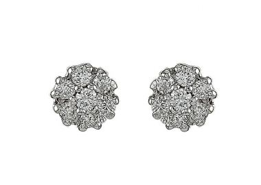 Σκουλαρίκια με Διαμάντια Λευκόχρυσος Κ18 - 10095 -  - 