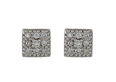 Σκουλαρίκια με Διαμάντια Λευκόχρυσος Κ18 - 11005 -  - 