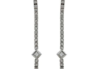 Σκουλαρίκια με Διαμάντια Λευκόχρυσος Κ18 - 30112 -  - 