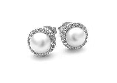 Σκουλαρίκια με μαργαριτάρια ασημένια SK133 - Asimenio - 