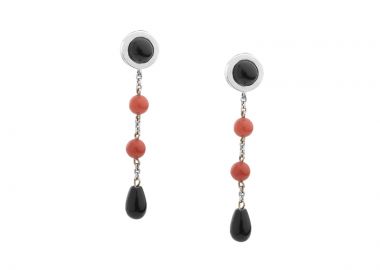 Σκουλαρίκια με Όνυχα & Κοράλι Λευκόχρυσος Κ18 - 0309EY -  - 