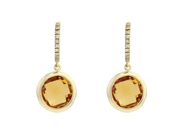 Σκουλαρίκια με Ζιργκόν και Citrine Χρυσός Κ14 - 16048CI -  - 