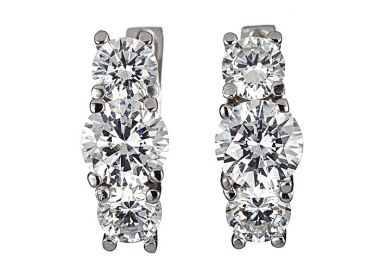 Σκουλαρίκια με Ζιργκόν Λευκόχρυσος Κ14 - 08182 -  - 