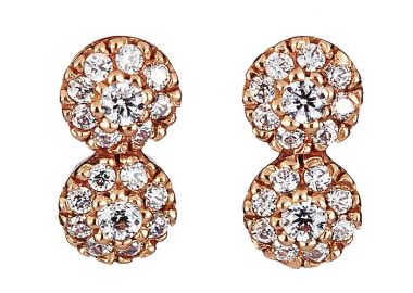 Σκουλαρίκια με Ζιργκόν Ροζ Χρυσός Κ14 - 09096 -  - 