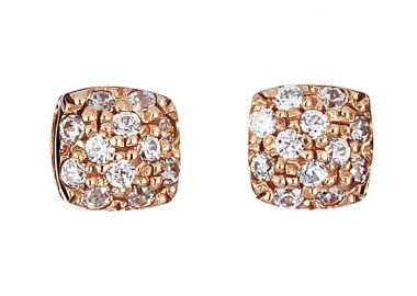 Σκουλαρίκια με Ζιργκόν Ροζ Χρυσός Κ14 - 09101 -  - 