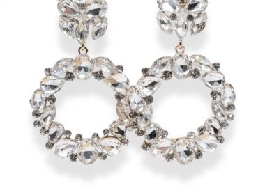 Σκουλαρικια μεγαλα βραδυνα γυναικεία από ορείχαλκο με κρύσταλλα -  - 