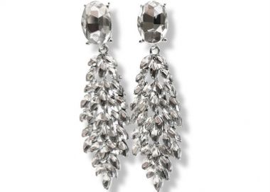 Σκουλαρικια μεγαλα βραδυνα γυναικεία από ορείχαλκο με κρύσταλλα -  - 