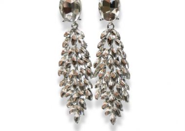 Σκουλαρικια μεγαλα βραδυνα γυναικεία από ορείχαλκο με κρύσταλλα -  - 