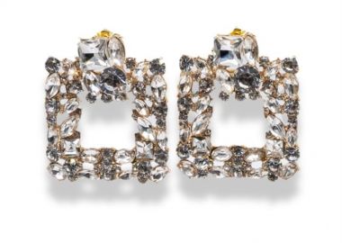 Σκουλαρικια μεγαλα βραδυνα γυναικεία από ορείχαλκο με κρύσταλλα -  - 