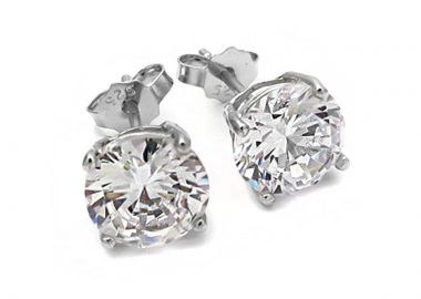 Σκουλαρίκια μονόπετρα ασημένια μεγάλα SK120 - Asimenio - 