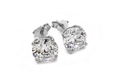 Σκουλαρίκια μονόπετρα ασημένια μεσαία SK119 - Asimenio - 