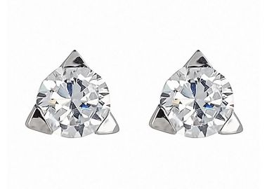 Σκουλαρίκια Μονόπετρα με Διαμάντια Λευκόχρυσος Κ18 - 06258 -  - 