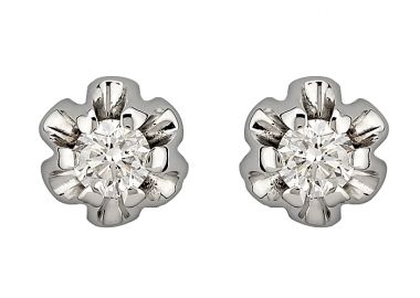 Σκουλαρίκια Μονόπετρα με Διαμάντια Λευκόχρυσος Κ18 - 063892E -  - 