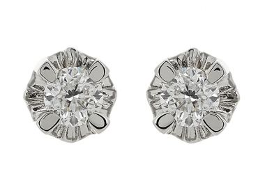 Σκουλαρίκια Μονόπετρα με Διαμάντια Λευκόχρυσος Κ18 - 063902E -  - 