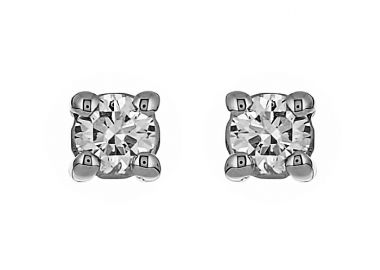Σκουλαρίκια Μονόπετρα με Διαμάντια Λευκόχρυσός Κ18 - 09026W -  - 