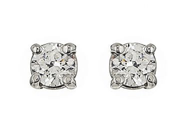 Σκουλαρίκια Μονόπετρα με Διαμάντια Λευκόχρυσος Κ18 - 090271E -  - 