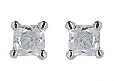 Σκουλαρίκια Μονόπετρα με Διαμάντια Λευκόχρυσος Κ18 - 09030 -  - 