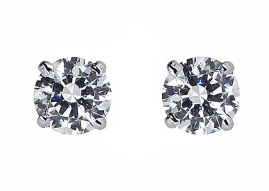 Σκουλαρίκια Μονόπετρα με Διαμάντια Λευκόχρυσος Κ18 - 090315E -  - 