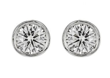 Σκουλαρίκια Μονόπετρα με Διαμάντια Λευκόχρυσος Κ18 - 100001 -  - 