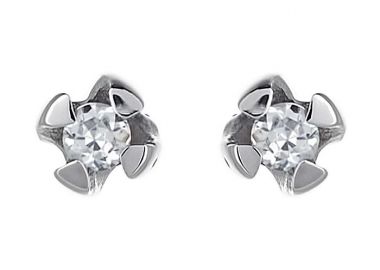 Σκουλαρίκια Μονόπετρα με Διαμάντια Λευκόχρυσος Κ18 - 11012 -  - 