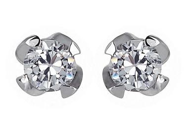 Σκουλαρίκια Μονόπετρα με Διαμάντια Λευκόχρυσος Κ18 - 110151E -  - 