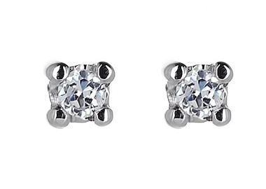 Σκουλαρίκια Μονόπετρα με Διαμάντια Λευκόχρυσος Κ18 - 31100 -  - 