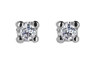 Σκουλαρίκια Μονόπετρα με Διαμάντια Λευκόχρυσος Κ18 - 31100A -  - 