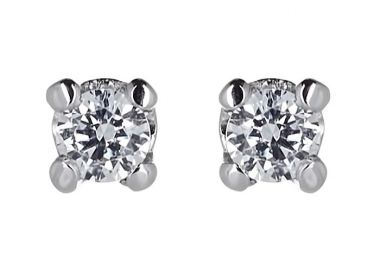 Σκουλαρίκια Μονόπετρα με Διαμάντια Λευκόχρυσος Κ18 - 31101 -  - 