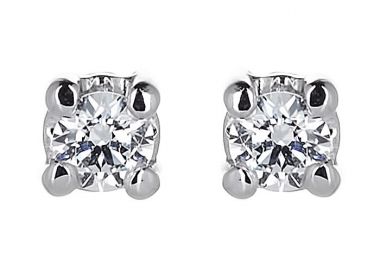 Σκουλαρίκια Μονόπετρα με Διαμάντια Λευκόχρυσος Κ18 - 31101A -  - 