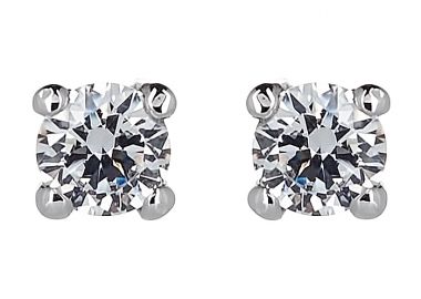 Σκουλαρίκια Μονόπετρα με Διαμάντια Λευκόχρυσος Κ18 - 31105B -  - 