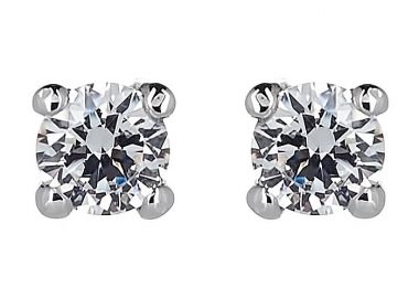 Σκουλαρίκια Μονόπετρα με Διαμάντια Λευκόχρυσος Κ18 - 31105C -  - 