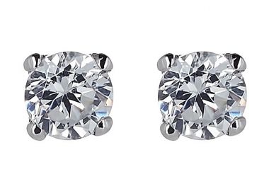 Σκουλαρίκια Μονόπετρα με Διαμάντια Λευκόχρυσος Κ18 - 31106F -  - 