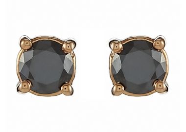 Σκουλαρίκια Μονόπετρα με Μαύρα Διαμάντια Ροζ Χρυσός Κ18 - 09031E -  - 