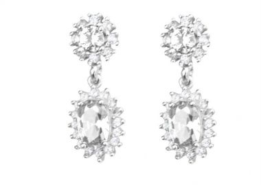 Σκουλαρίκια νυφικά ροζέτες από ασήμι με πέτρες ζιργκόν σε χρώμα λευκό -  - 