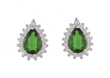 Σκουλαρίκια Ροζέτα Από Ασήμι 925 Δάκρυ SS47253 - AMOR AMOR - 