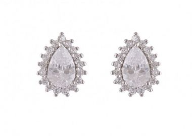 Σκουλαρίκια Ροζέτα Από Ασήμι 925 Δάκρυ SS47257 - AMOR AMOR - 