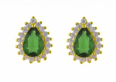 Σκουλαρίκια Ροζέτα Από Ασήμι 925 Επιχρυσωμένο Δάκρυ SS47254 - AMOR AMOR - 