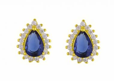 Σκουλαρίκια Ροζέτα Από Ασήμι 925 Επιχρυσωμένο Δάκρυ SS47256 - AMOR AMOR - 