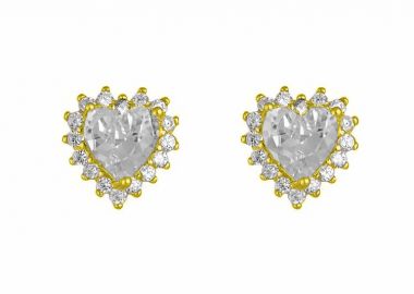 Σκουλαρίκια Ροζέτα Από Ασήμι 925 Επιχρυσωμένο Καρδιά SS47246 - AMOR AMOR - 