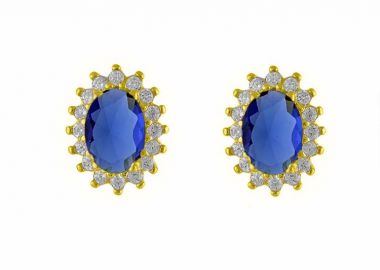 Σκουλαρίκια Ροζέτα Από Ασήμι 925 Επιχρυσωμένο Οβαλ SS47232 - AMOR AMOR - 