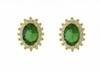 Σκουλαρίκια Ροζέτα Από Ασήμι 925 Επιχρυσωμένο Οβαλ SS47234 - AMOR AMOR - 