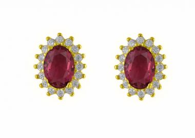 Σκουλαρίκια Ροζέτα Από Ασήμι 925 Επιχρυσωμένο Οβαλ SS47236 - AMOR AMOR - 