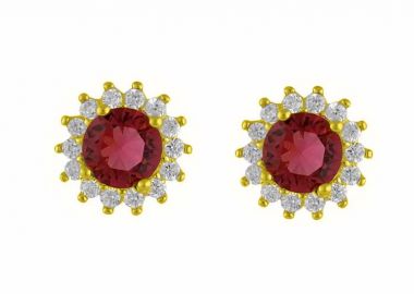 Σκουλαρίκια Ροζέτα Από Ασήμι 925 Επιχρυσωμένο Στρογγυλά SS47240 - AMOR AMOR - 