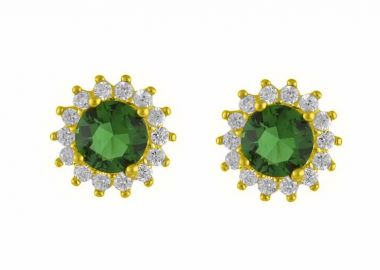 Σκουλαρίκια Ροζέτα Από Ασήμι 925 Επιχρυσωμένο Στρογγυλά SS47244 - AMOR AMOR - 