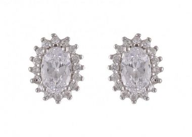 Σκουλαρίκια Ροζέτα Από Ασήμι 925 Οβαλ SS47229 - AMOR AMOR - 