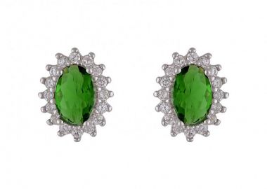 Σκουλαρίκια Ροζέτα Από Ασήμι 925 Οβαλ SS47233 - AMOR AMOR - 