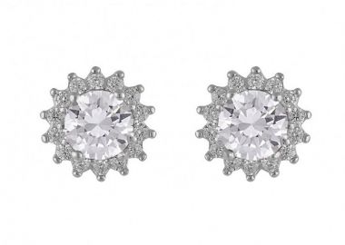 Σκουλαρίκια Ροζέτα Από Ασήμι 925 Στρογγυλά SS47241 - AMOR AMOR - 