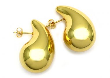 Σκουλαρίκια σταγόνα μεγάλα από ατσάλι επίχρυσα SK128 - Asimenio - 