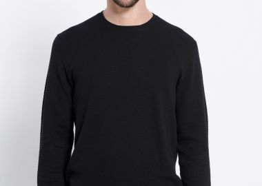 Slim fit πλεκτή μπλούζα με waffle weaving Marron -  - 